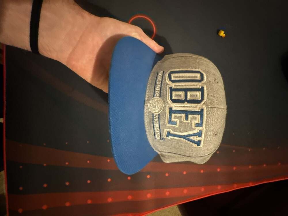 Obey Worldwide Propaganda Gray and Blue Snapback Hat